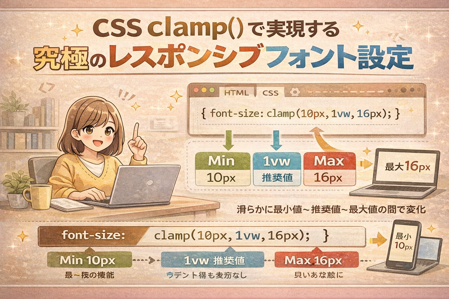 CSS clamp() で実現する究極のレスポンシブフォント設定