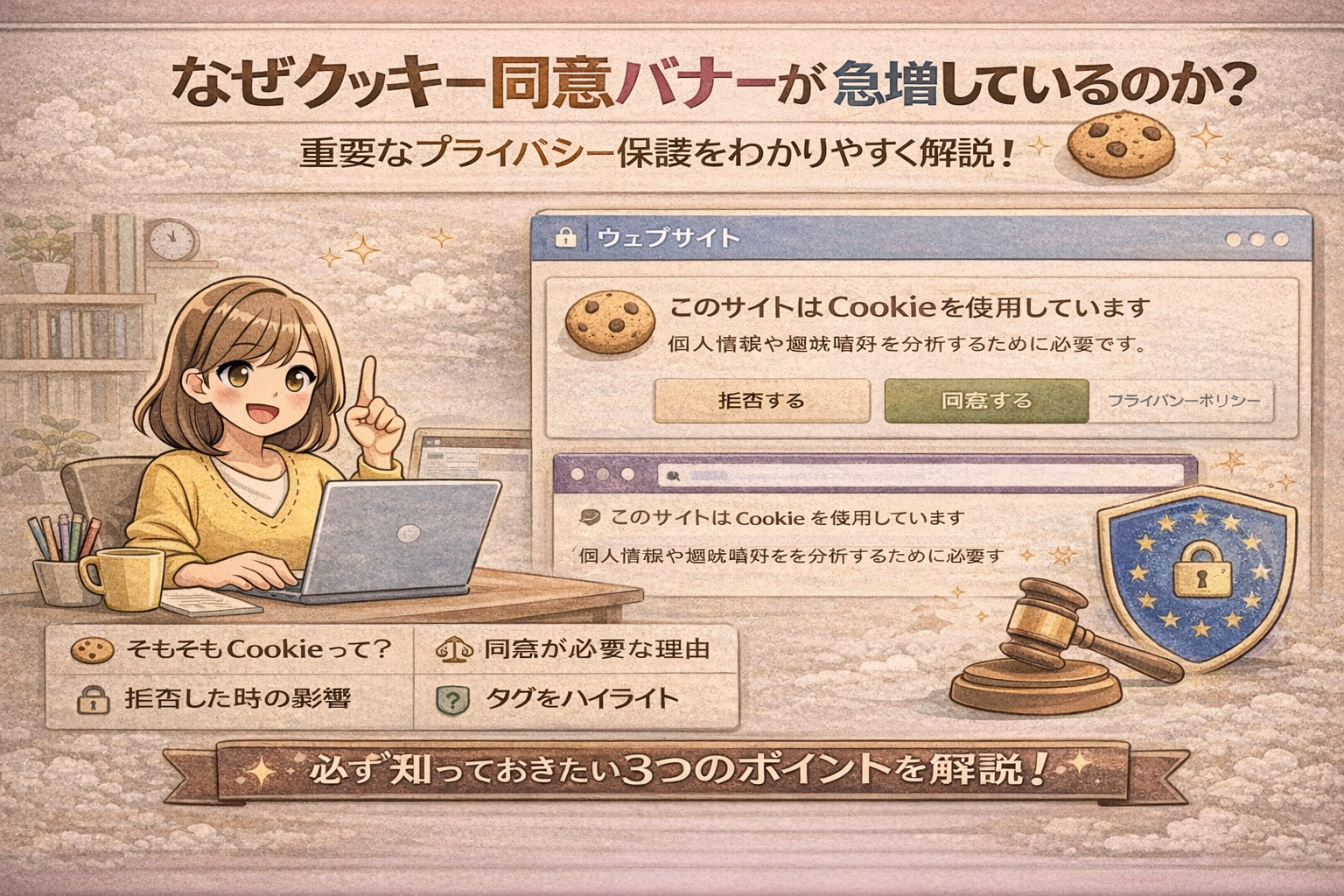 最近よく見る「Cookie同意バー」の正体は？なぜ急に増えたのか解説