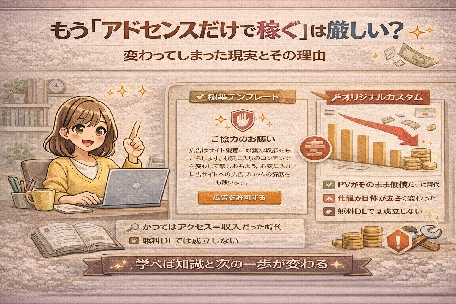 昔は稼げた、今は稼げない？アドセンスとDL文化の変化