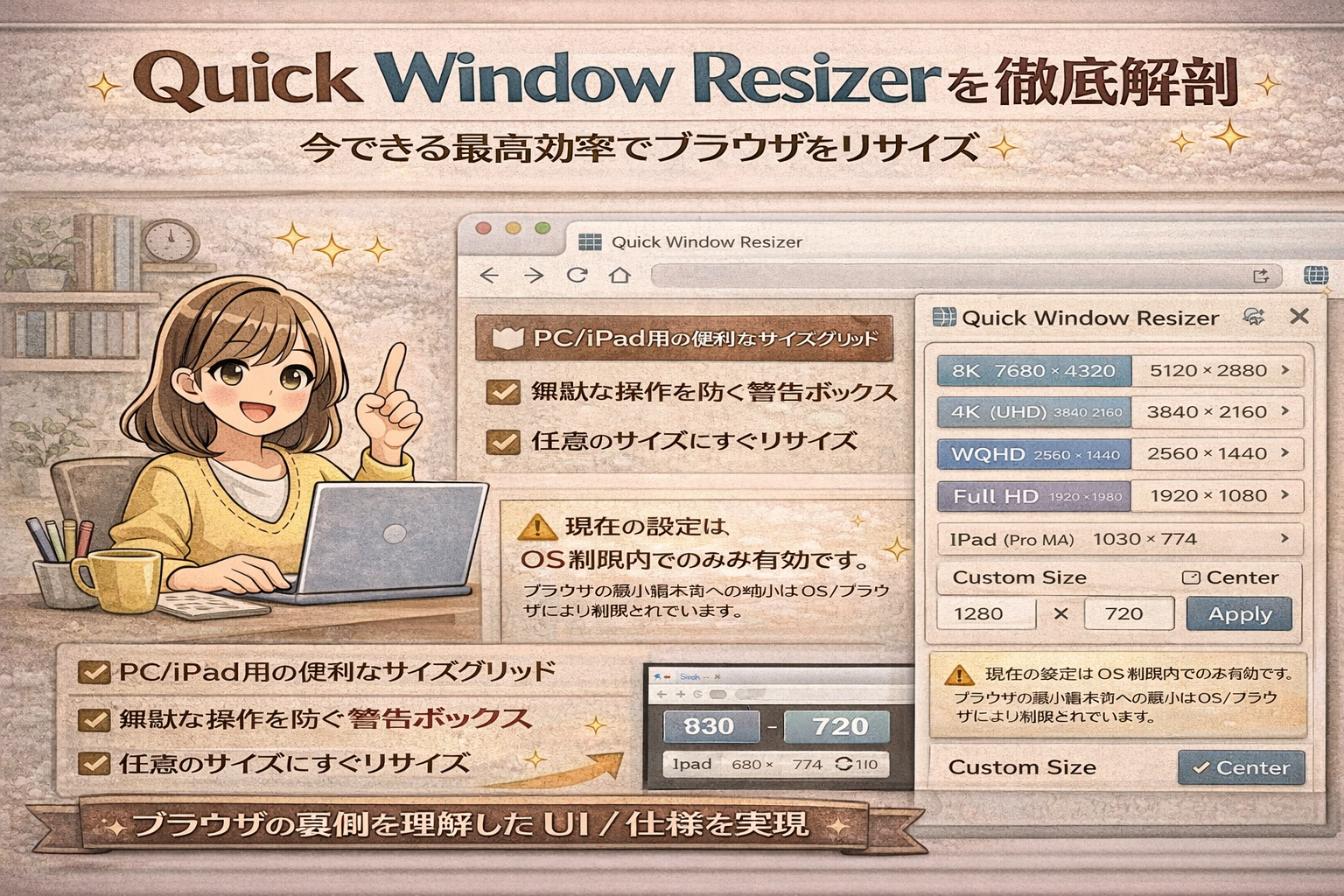 開発効率を最大化！一瞬でサイズ確認ができる「Quick Window Resizer」