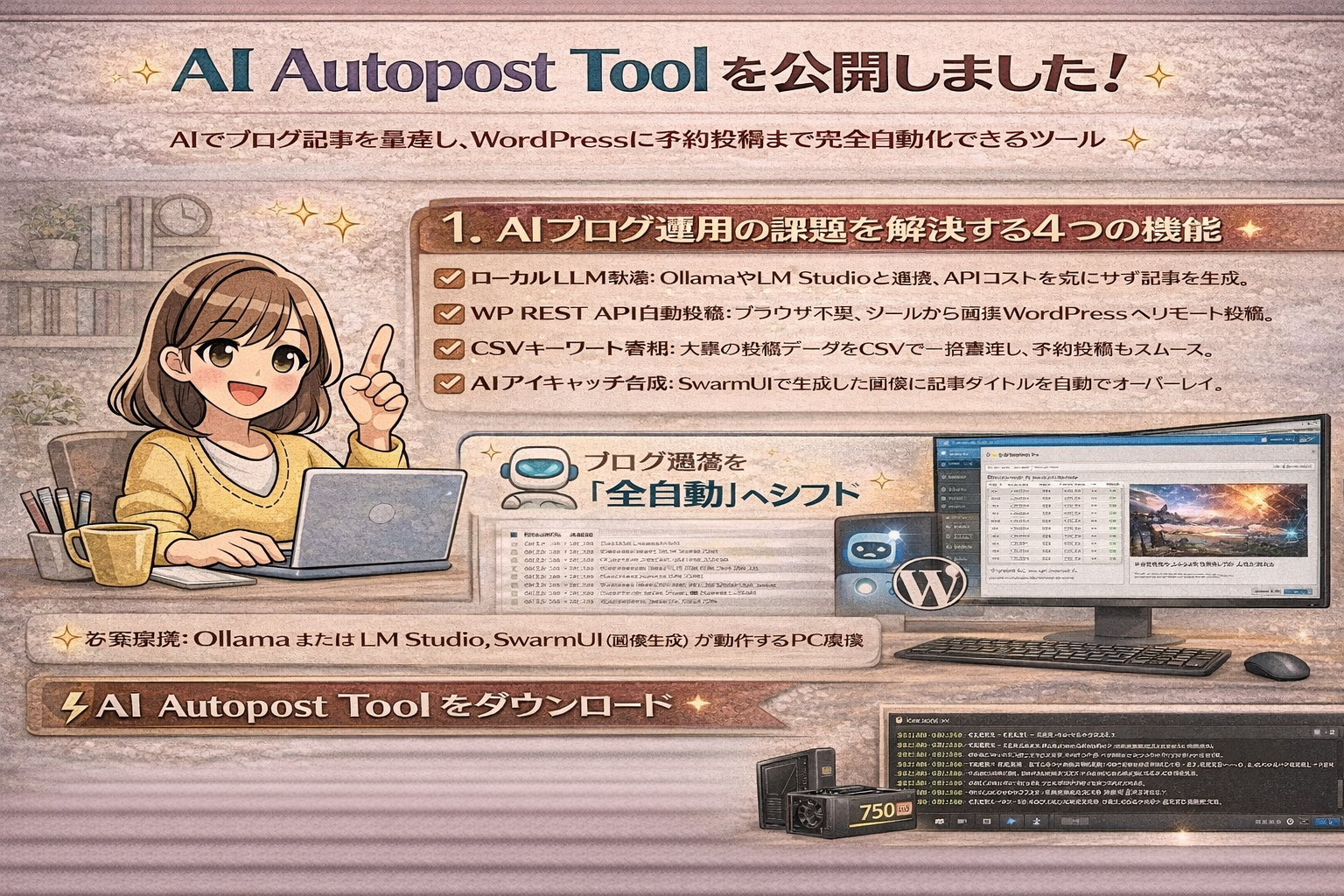 AIブログ自動投稿ツール｜Ollama・LM Studioで記事生成からWordPress投稿まで完全自動化